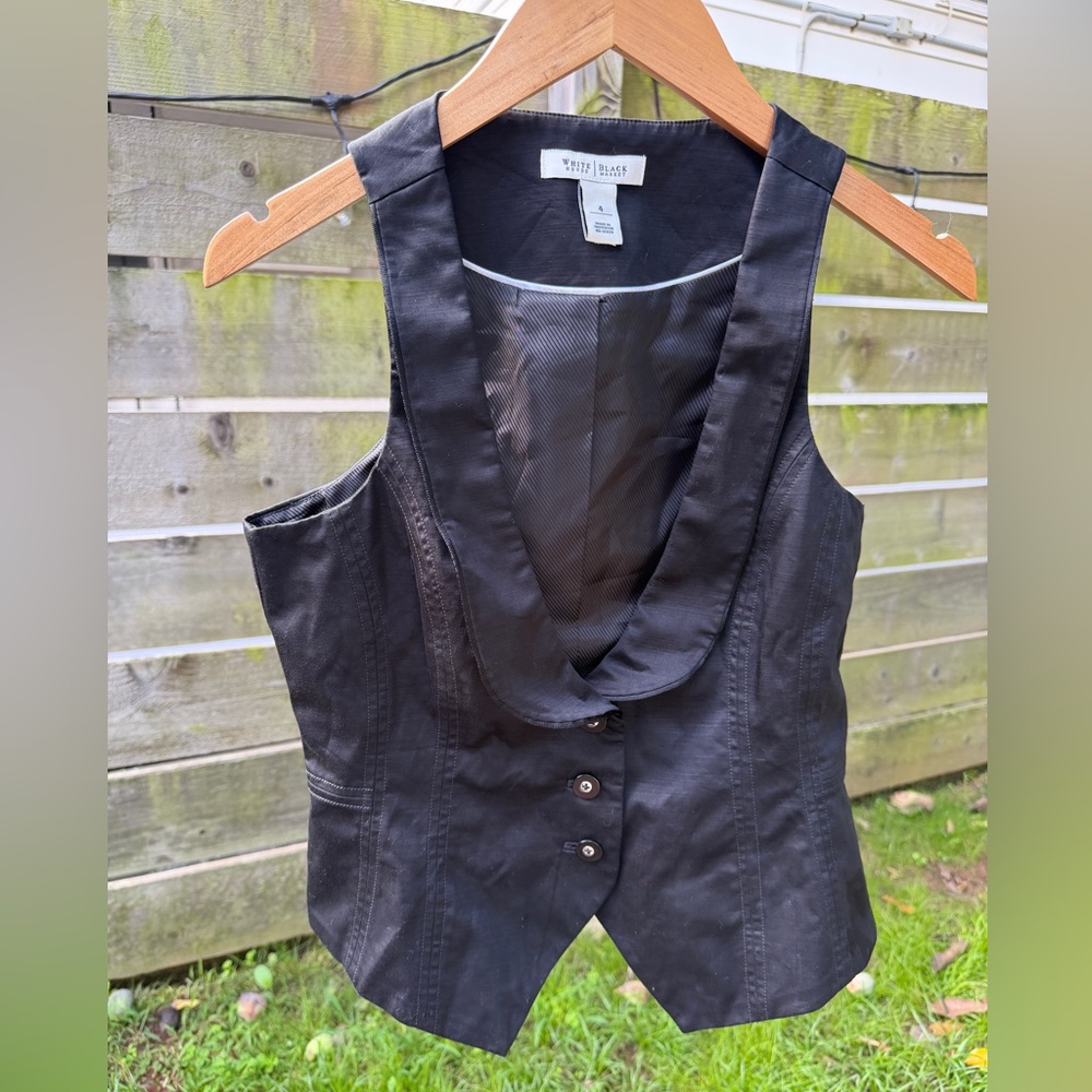 White House Black Market Women's Tuxedo Vest Y2K Layering Festival